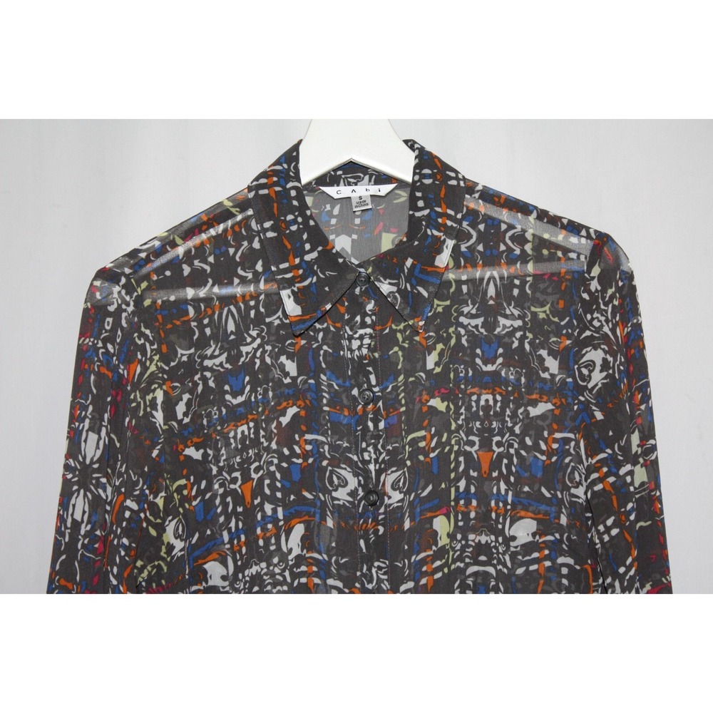 CAbi Blouse Womens Small Multicolor Longsleeve Semisheer Career Lightweight Top - Picture 4 of 10